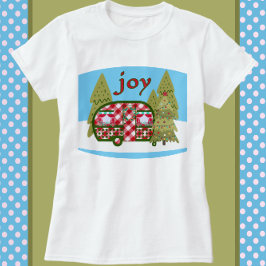 Camiseta Feriado do Camper da Joy Red e White Vintage