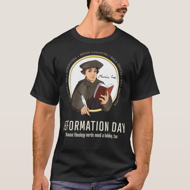Camiseta Feriado do Dia da Reforma para nerd de teologia en (Frente)