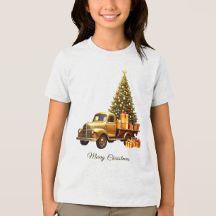 Camiseta Feriado Dourado da Árvore de Natal de Caminhão