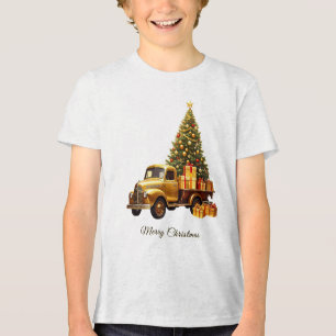 Camiseta Feriado Dourado da Árvore de Natal de Caminhão