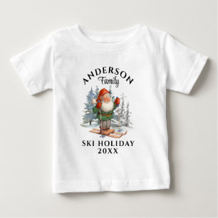 Camiseta Feriado em Esqui da Família com Nome e Ano