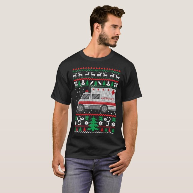 Camiseta Feriado Engraçado de Natal Feio Paramédico (Frente Completa)