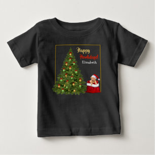 Camiseta Feriado Feriado Santa Claus da Árvore de Natal Di