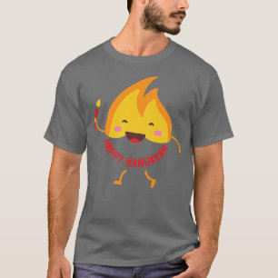 Camiseta Feriado Judeu Hanukkah Candle Flame Dizendo Feliz