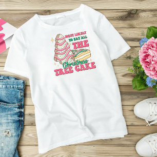 Camiseta Feriado moderno cor-de-rosa com torta de Natal