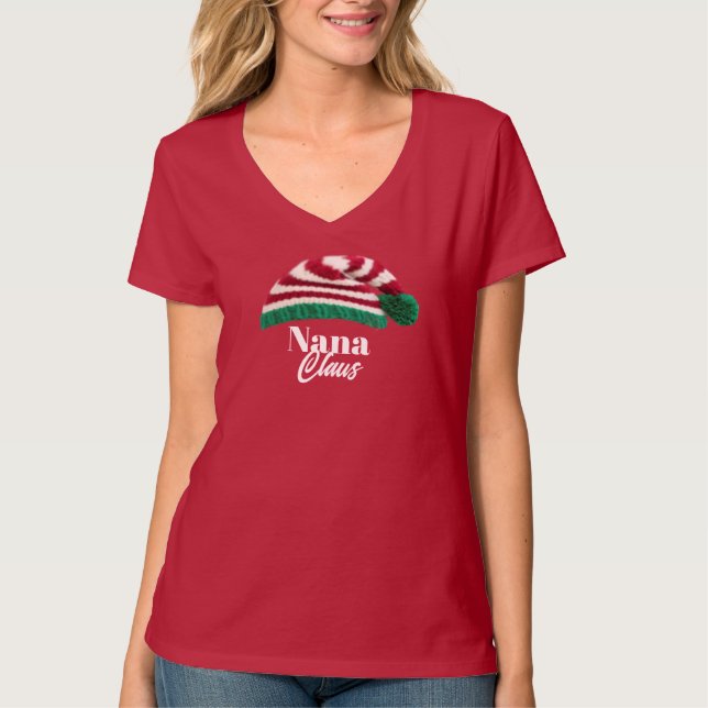 Camiseta feriado Nana claus vovó gigi (Frente)