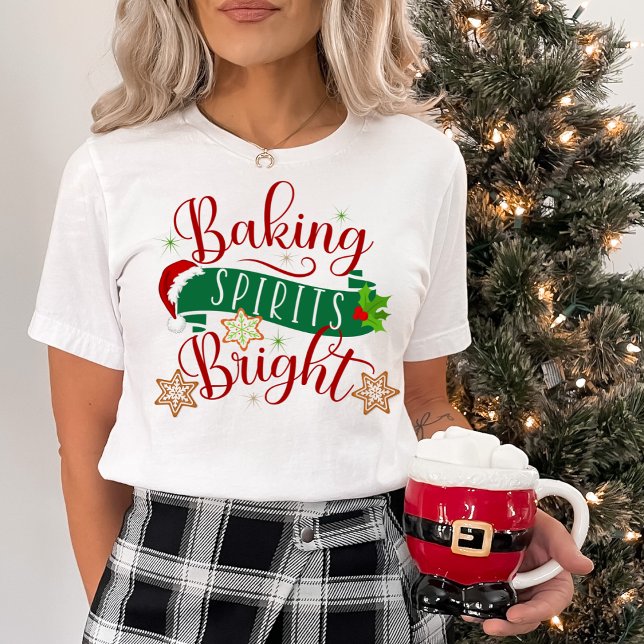 Camiseta Feriado Natal Banhando Espíritos Brilhante Festivo (Christmas Holiday Baking Spirits Bright Festive T-Shirt)