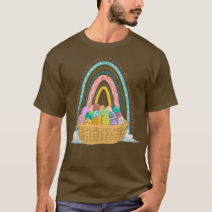 Camiseta Feriado páscoa Cesta de Ovos de Páscoa Rainbow Hap