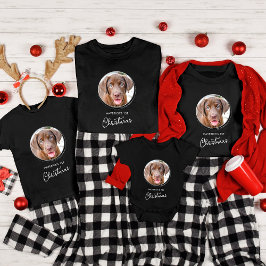 Camiseta Feriado Preto de Foto Personalizado de Natal Pet D