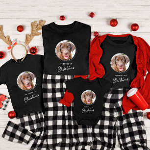 Camiseta Feriado Preto de Foto Personalizado de Natal Pet D
