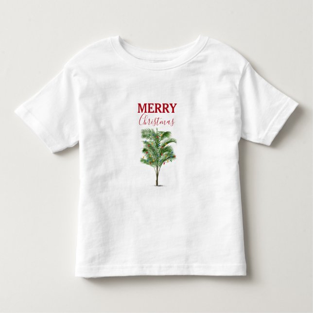 Camiseta Feriado Tropical de Natal em Árvore de Palma (Frente)