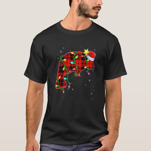 Camiseta Feriados das Luzes de Natal de Manatee Santa Hat (Frente)