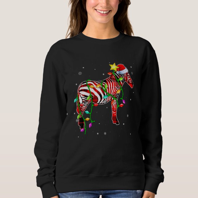 Camiseta Feriados das Luzes de Natal do Zebra Santa Hat (Frente)