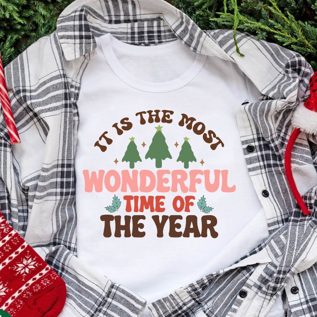 Camiseta Feriados de Natal do Retro Groovay Maravilhoso (Wonderful Time Retro Groovy Christmas Holidays T-Shirt)