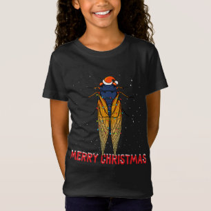 Camiseta Feriados de Natal em Cute cicada Luzes de Natal Fé