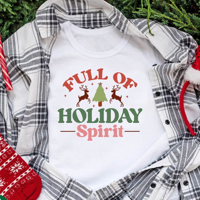 Camiseta Feriados de Natal em Groovay Spirit Retro (Holiday Spirit Retro Groovy Christmas Holidays T-Shirt
)