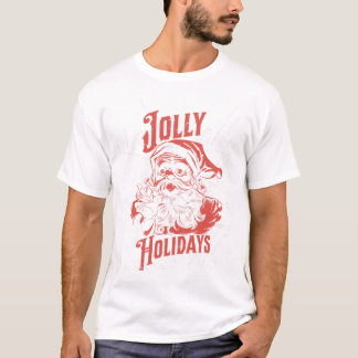 Camiseta Feriados de Natal Red Jolly do Vintage Santa Claus