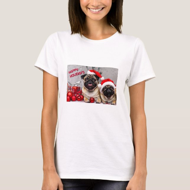 Camiseta Feriados Felizes Cachorro de Pet Engraçado (Frente)