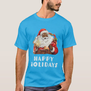 Camiseta Feriados felizes do Papai Noel Negro