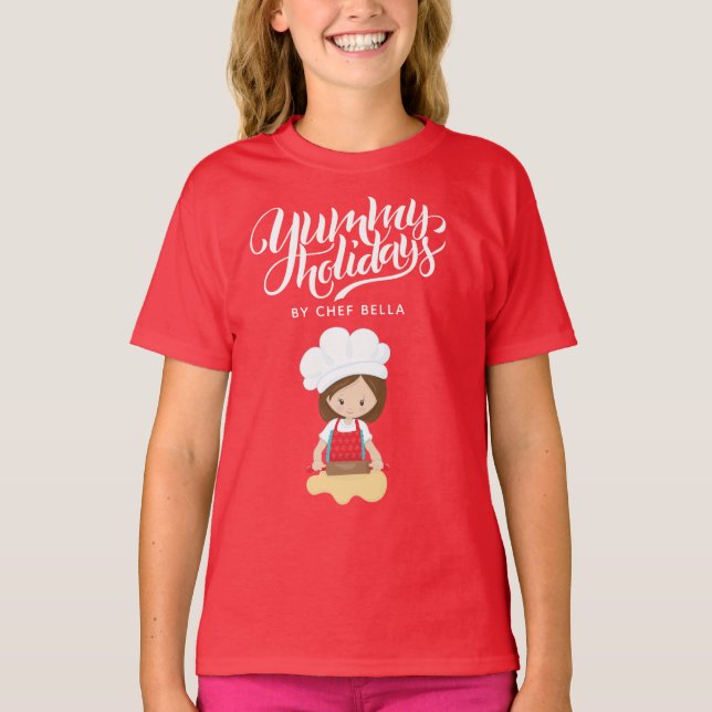 Camiseta Feriados Iummy Por Chef Personalizado Name Girl Ba (Frente)