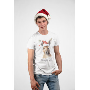 Camiseta Férias Alegres, Canguru de Natal personalizado