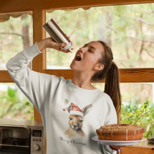 Camiseta Férias Alegres, Canguru de Natal personalizado