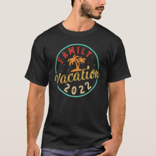 Camiseta Férias da Família 2022 Estilo Retro Palm Tree Beac
