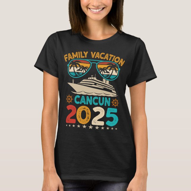 Camiseta Férias da família Cancun 2025 Óculos de sol Retro  (Frente)