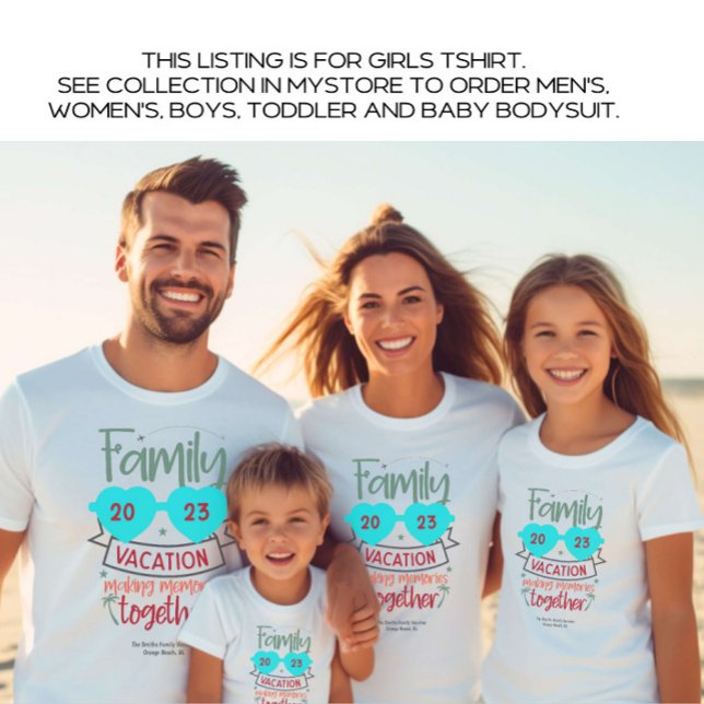 Camiseta Férias da Família Girls Beach Summer Personalizada (Criador carregado)