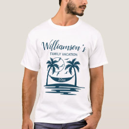 Camiseta Férias da família Hammock, árvore de Palm de praia