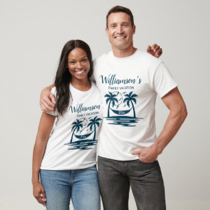 Camiseta Férias da família Hammock, árvore de Palm de praia