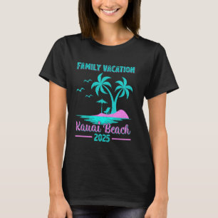 Camiseta Férias da Família Kauai Beach Hawaii 2025 Palm Tre
