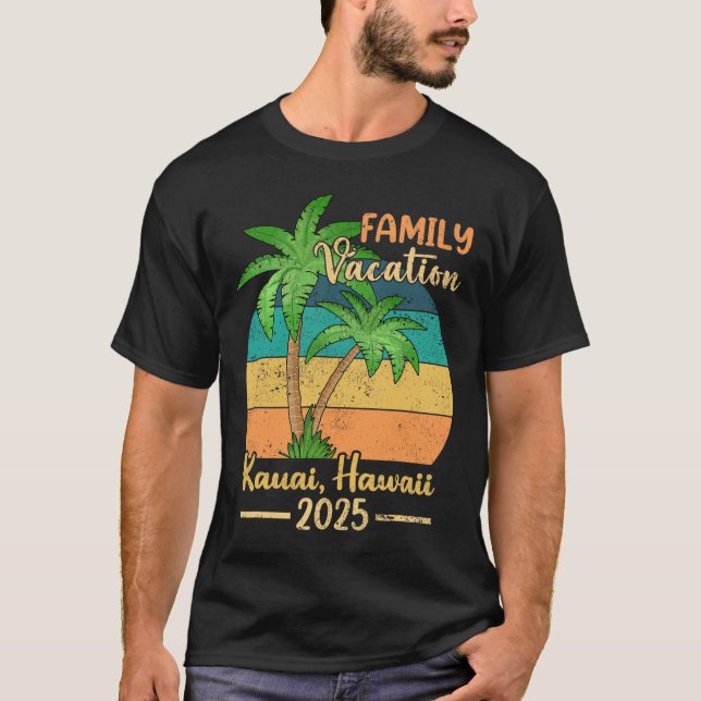 Camiseta Férias da Família Kauai Hawaii Beach 2025 Summer (Frente)