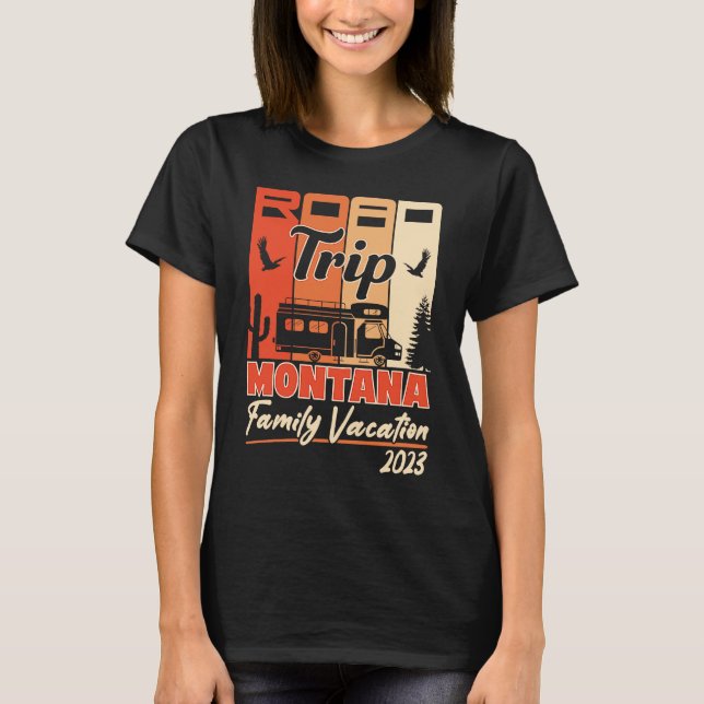 Camiseta Férias da Família Montana 2023 RV Road Trip Mounta (Frente)