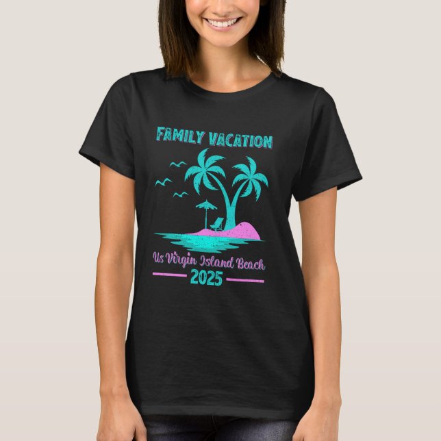 Camiseta Férias da Família Virgin Island 2025 Palm Tree (Frente)