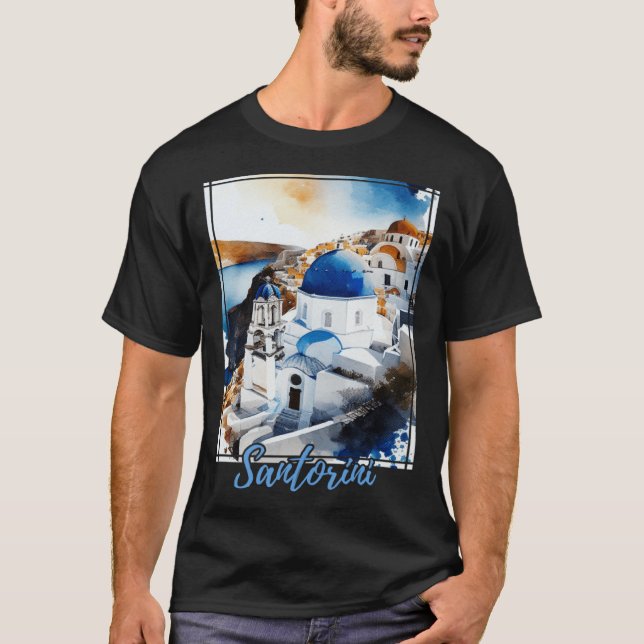 Camiseta Férias da ilha grega da Grécia Santorini (Frente)