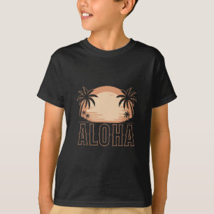 Camiseta Férias de Aloha no Havaí Pôr do Sol Retro Mulheres