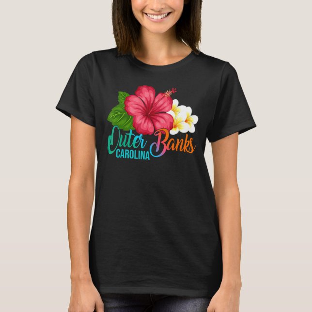 Camiseta Férias De Bancos Exteriores Com Carolina Hibisc Tr (Frente)
