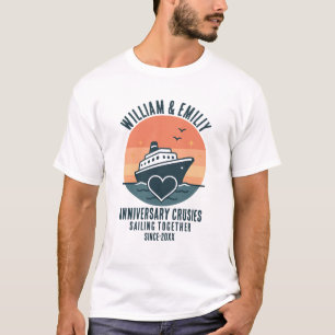 Camiseta Férias de Casal em Cruises de Aniversário