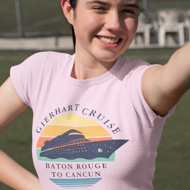 Camiseta Férias de Correspondência de Viagem de Cruzeiro da (Retro Family Cruise Trip Matching Vacation T-Shirt)