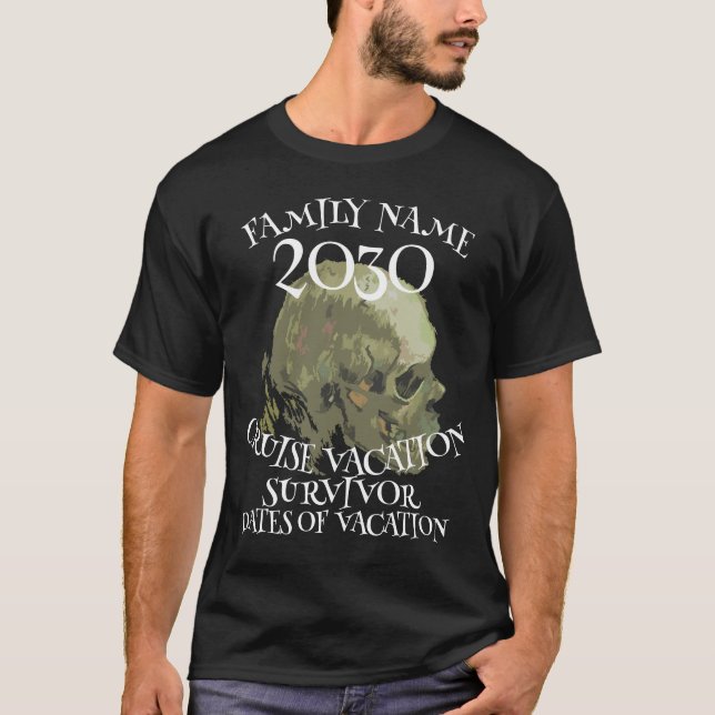Camiseta Férias de Cruzeiro 2030 Sobrevivente de Naufrágio (Frente)