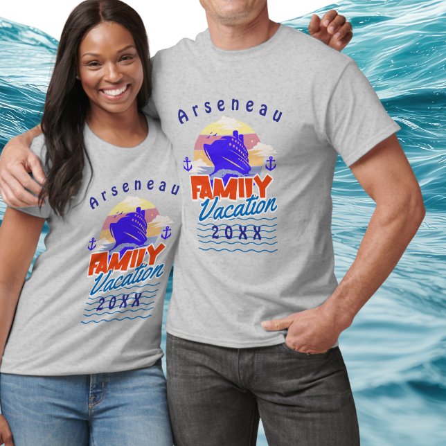 Camiseta Férias de Cruzeiro Familiar Simples Personalize (Criador carregado)
