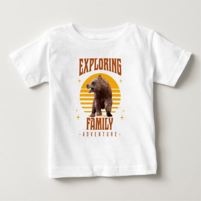 Camiseta Férias de Família Combinando Urso Aventura Estilo (Frente)