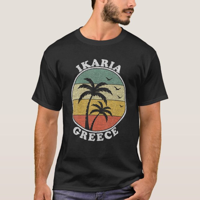 Camiseta Férias de Grécia na Ilha de Ikaria, Summer Viagem  (Frente)