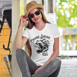 Camiseta Férias de Grupo Personalizado da Família Cruise Sq