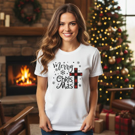 Camiseta Férias de Natal Cristão Mas Cristo feliz