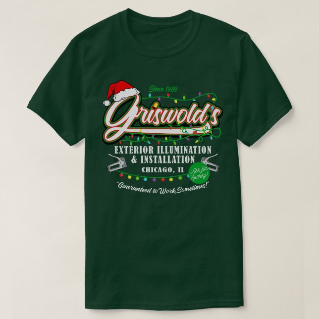 Camiseta Férias de Natal da Iluminação Griswold 89 Dks (Frente do Design)