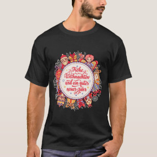 Camiseta Férias de Natal de Frohe Weihnachten Ano Novo