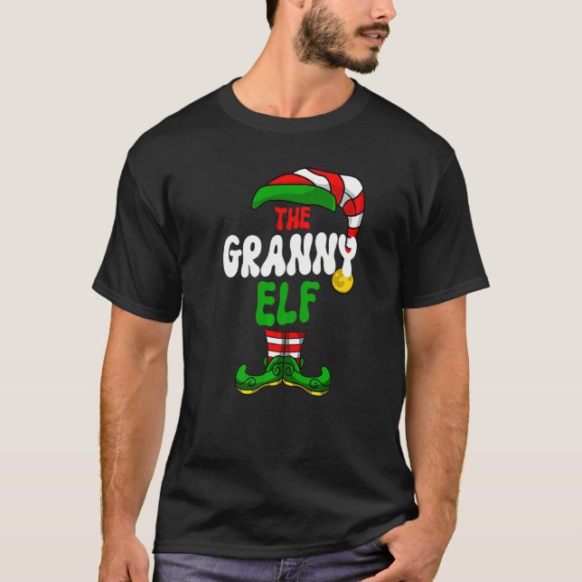 Camiseta Férias de Natal do Grupo de Combinação de Avó Elf  (Frente)
