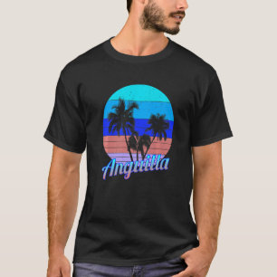Camiseta Férias De Palmeiras Tropicais Anguilla Retro